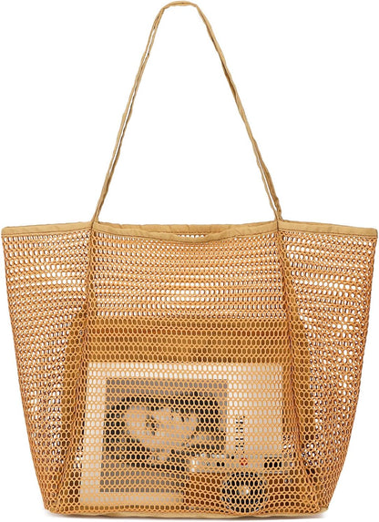 Kaufe 1, Erhalte 1 GRATIS – Extra Große Durchsichtige Mesh-Strandtasche mit 8 Taschen – ClearWave