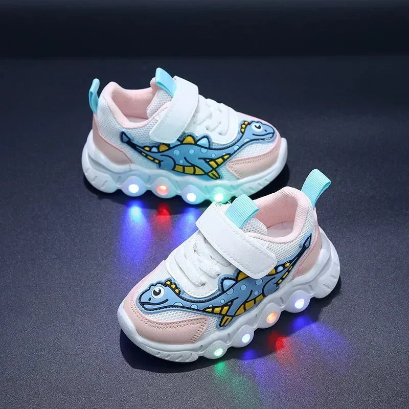 Leuchtende Dino-Turnschuhe für Kinder mit Klettverschluss – GlowSteps