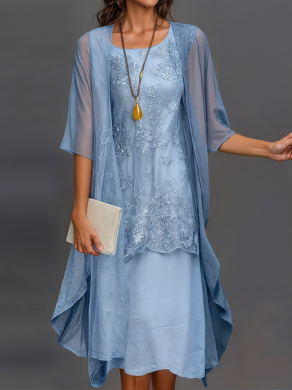 Stilvol Geblümtes A-Linien Kleid mit Weste für Damen – Miray