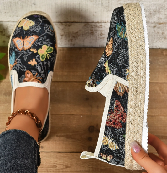 Platform Espadrilles mit Blumenmuster – Fleur