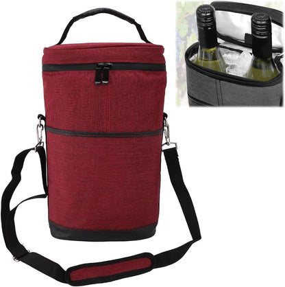 Isolierte 2-Flaschen-Weinkühltasche mit verstellbarem Gurt