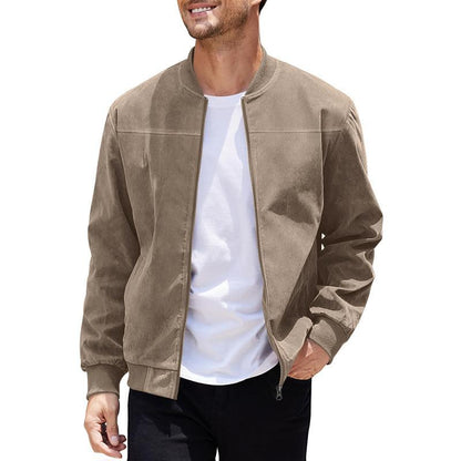 Leichte Herren Übergangsjacke im Wildleder-Look mit Stehkragen – Damian
