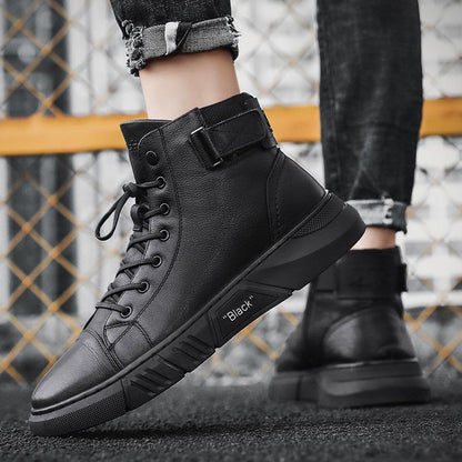 Schwarze Handgemachte Lederstiefel - NoirCraft