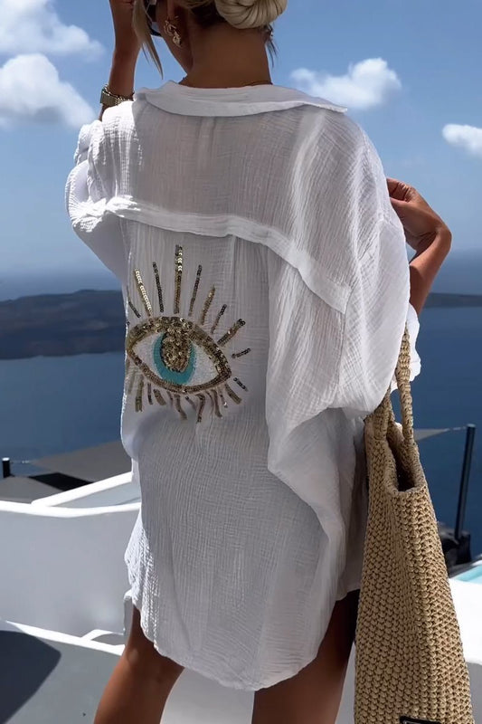 Sommerliches Damen-Tunika mit verzierter Rückseite – Serena
