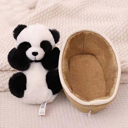 Plüsch-Panda mit Korb zum Herausnehmen – weich gefüllt & dekorativ – 20 cm
