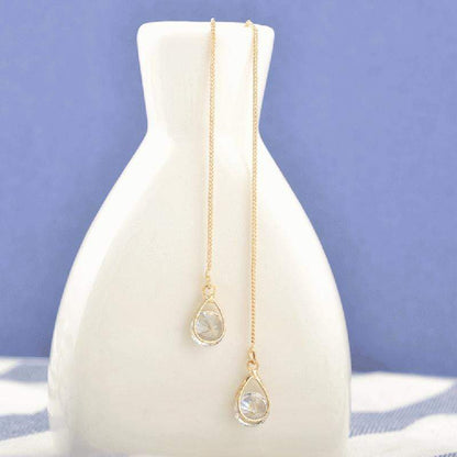 Lange Tropfen-Strass-Ohrringe – Isalyn