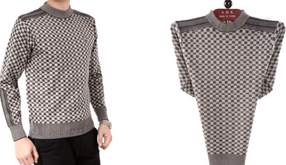 Herren-Pullover mit Karo-Strickmuster – Fabian