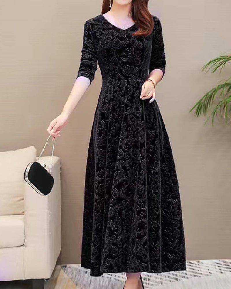 Midikleid aus Samt mit langen Ärmeln – Selina