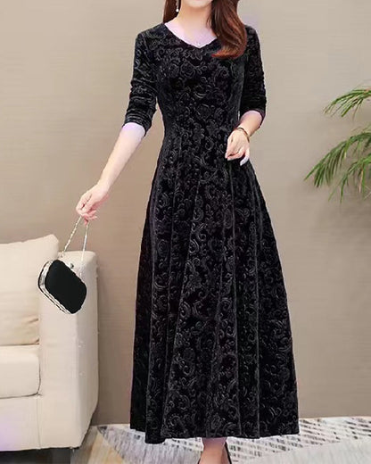 Midikleid aus Samt mit langen Ärmeln – Selina