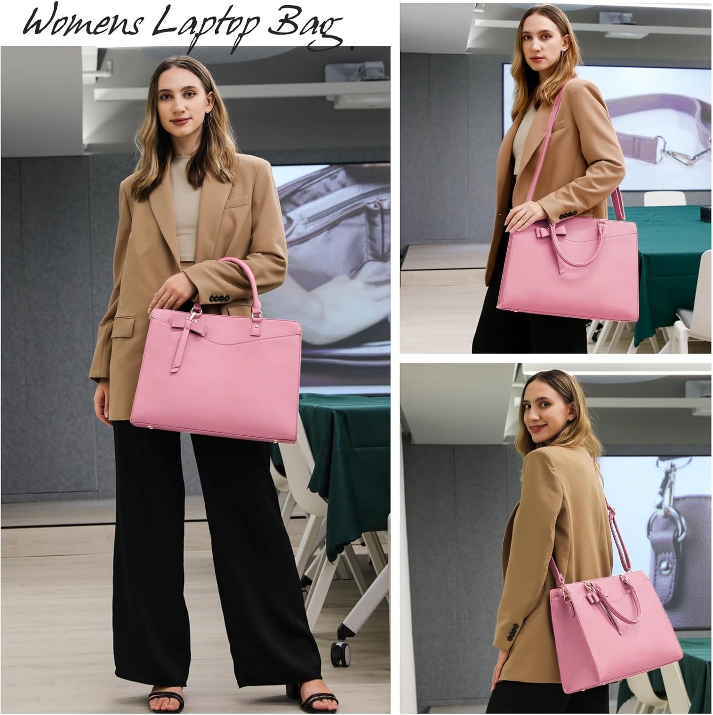 Wasserdichte Laptop-Tasche aus PU-Leder mit multifunktionalem Design für Damen