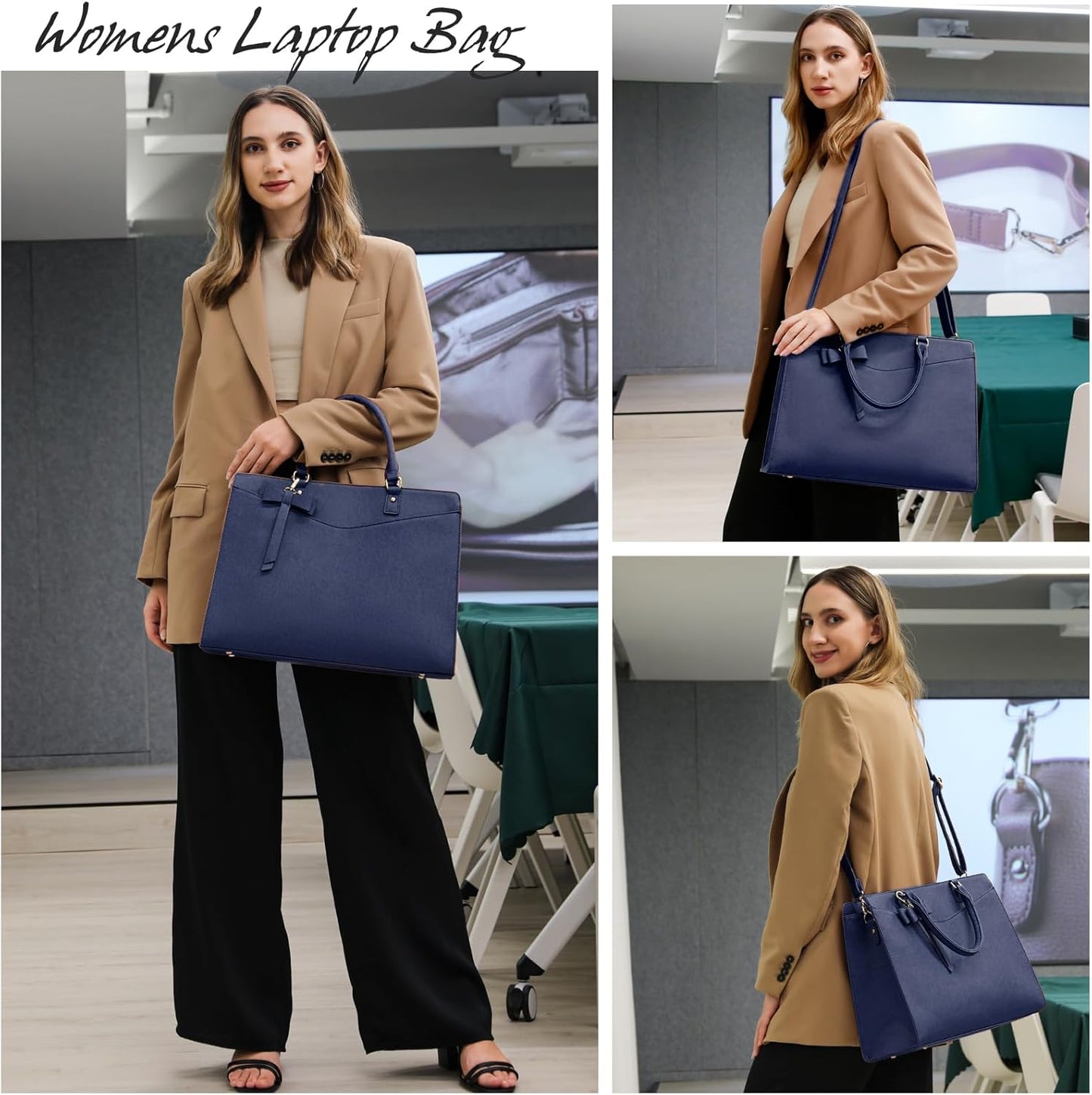 Wasserdichte Laptop-Tasche aus PU-Leder mit multifunktionalem Design für Damen