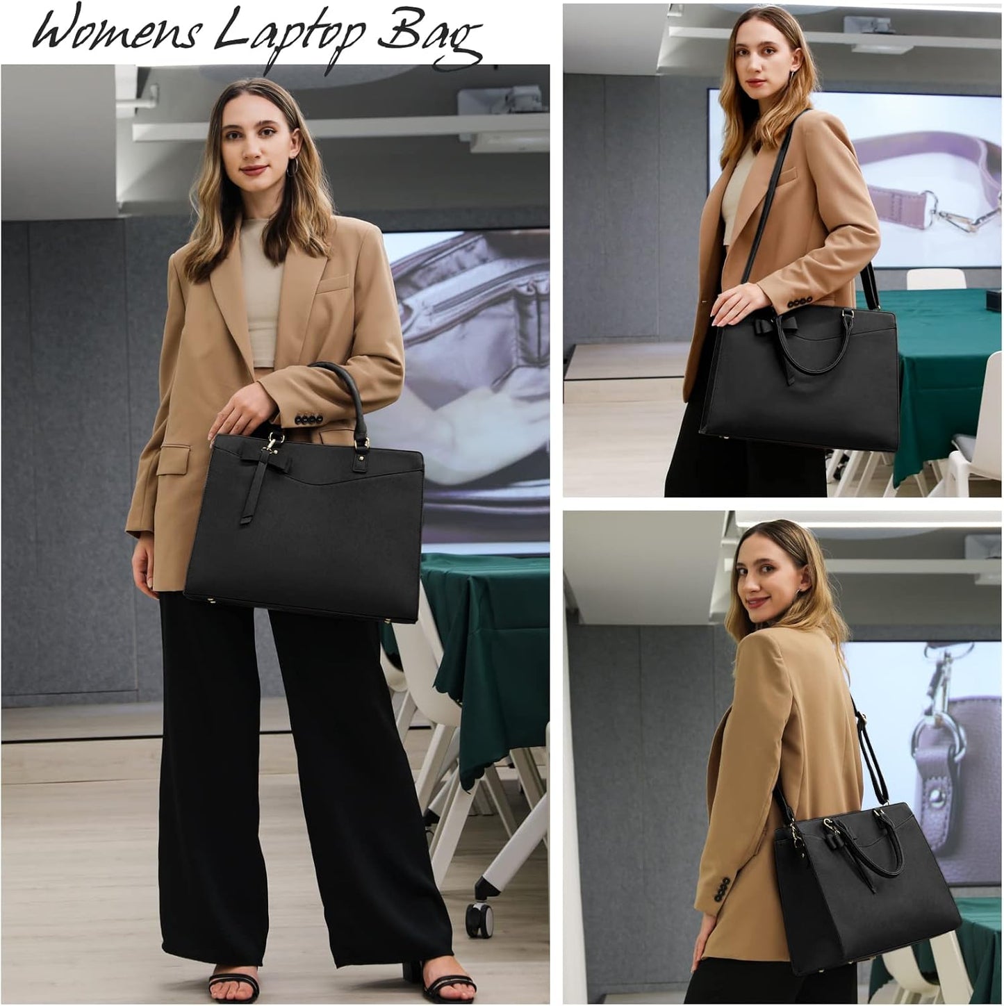 Wasserdichte Laptop-Tasche aus PU-Leder mit multifunktionalem Design für Damen