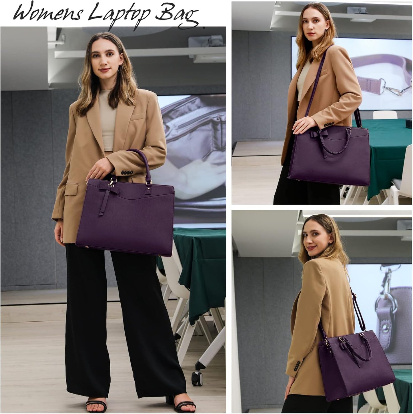 Wasserdichte Laptop-Tasche aus PU-Leder mit multifunktionalem Design für Damen