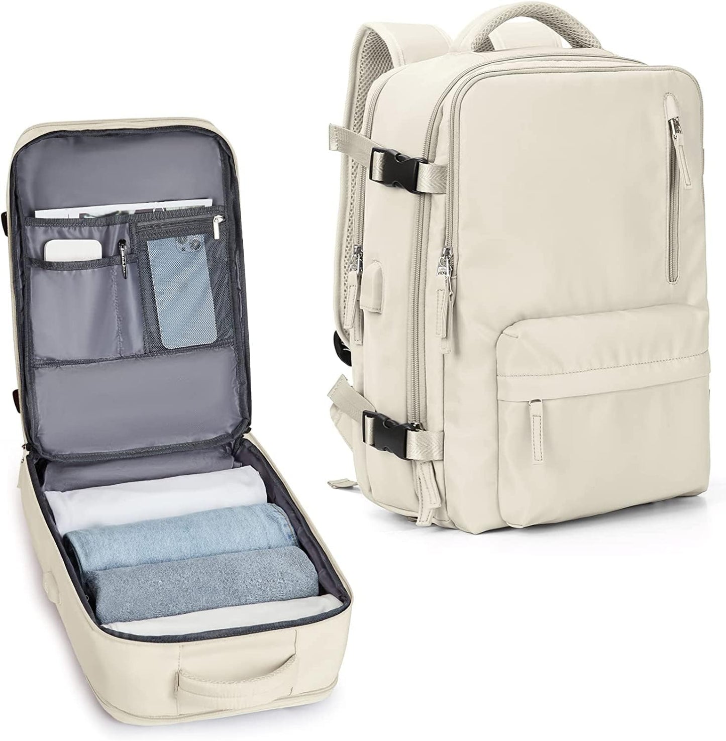 Wasserdichter Reiserucksack mit Schuhfach und USB-Anschluss – Geeignet für 14"-Laptop