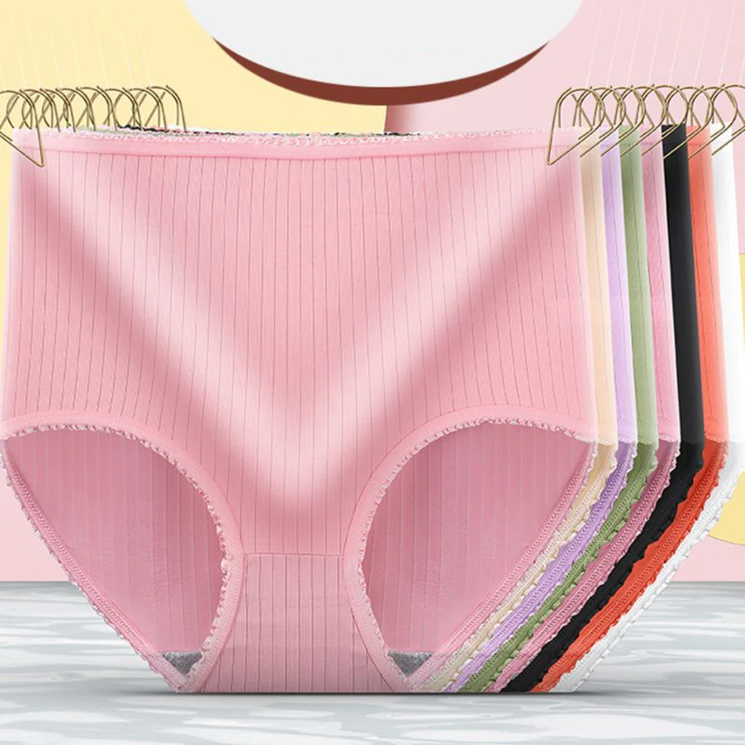 Leckfreie Unterwäsche mit hohem Taillenbund – Camille (8er-Pack)
