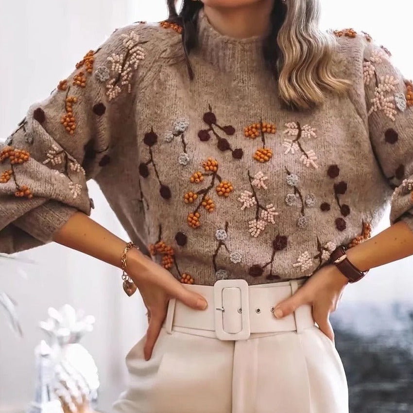 Strickpullover für Damen mit Herbstmotiv – Noëlle