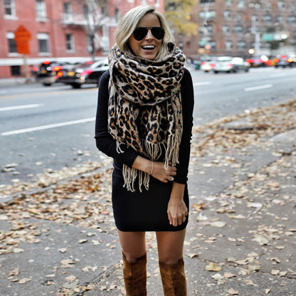 Trendy XL Leopardenmuster Wollschal - Sophia