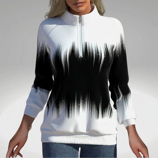 Damen Sweatshirt mit Reißverschlusskragen – Elvira