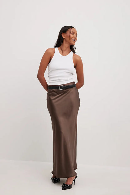 Satinierten Damenrock mit Hoher Taille – Elena