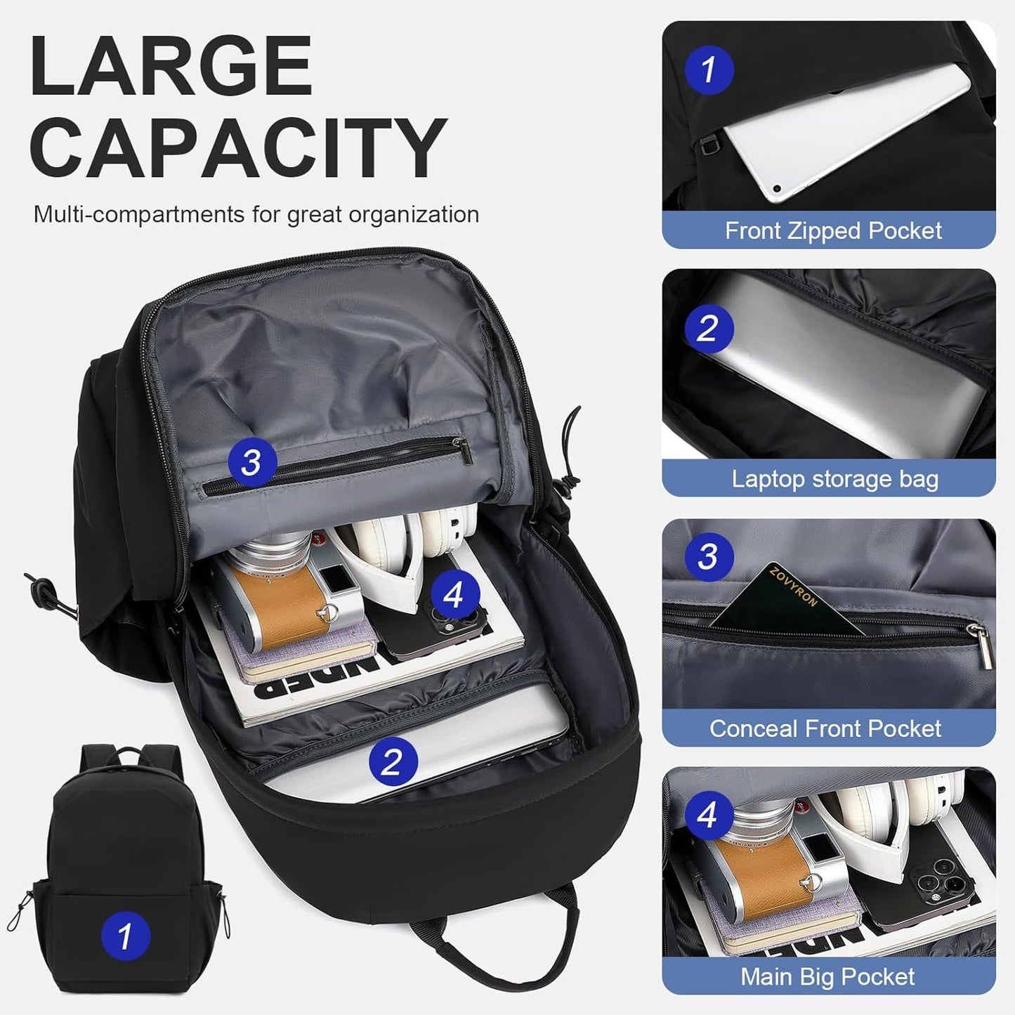 Leichte, wasserabweisende Laptop- und Reisetasche mit organisierten Fächern