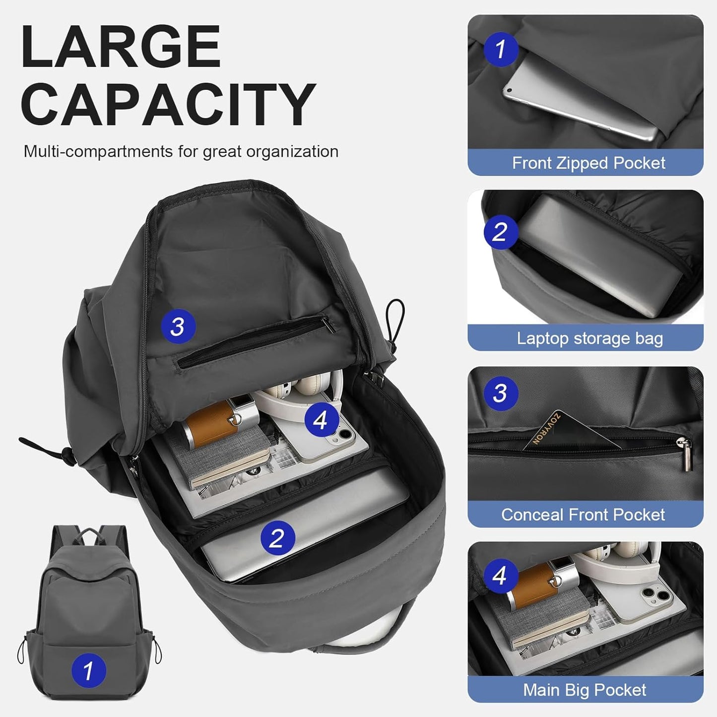 Leichte, wasserabweisende Laptop- und Reisetasche mit organisierten Fächern