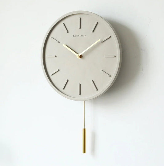 Zement Wanduhr mit Metallpendel - Tundra