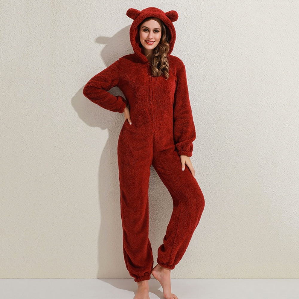 Superweicher Fleece-Overall mit Bärenohren – BearHug