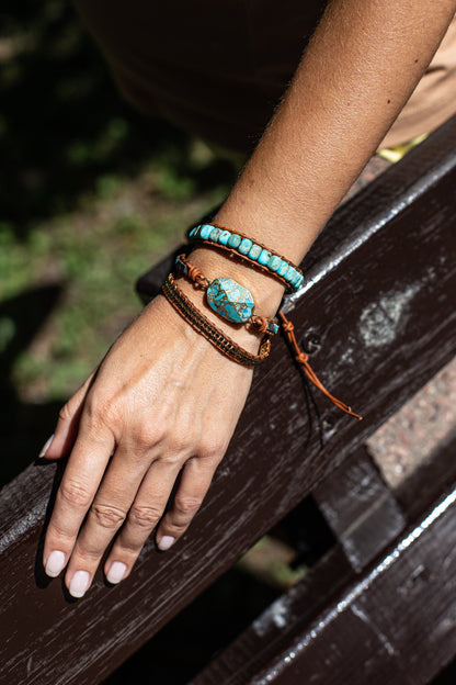Türkis Beruhigende Energie Wickelarmband - Elena