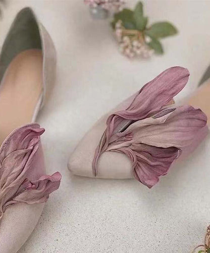 Handgefertigte Spitzen-Ballerinas mit Roséblüten – Odette