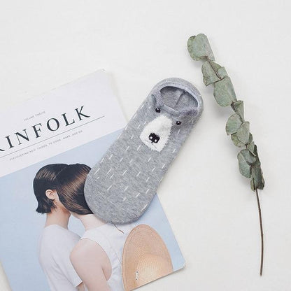 Sneakersocken mit Tiergesicht & Öhrchen – Baumwolle 35–40 (2+2 GRATIS)