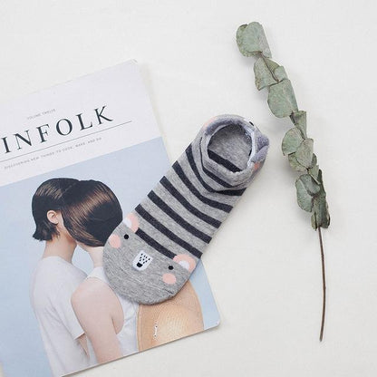 Sneakersocken mit Tiergesicht & Öhrchen – Baumwolle 35–40 (2+2 GRATIS)
