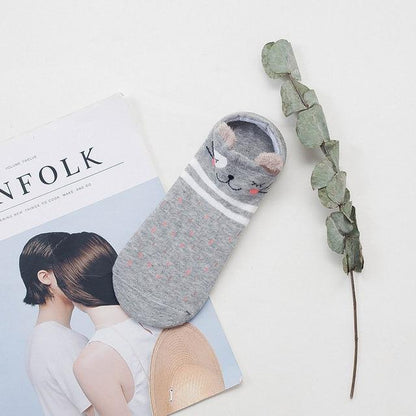 Sneakersocken mit Tiergesicht & Öhrchen – Baumwolle 35–40 (2+2 GRATIS)