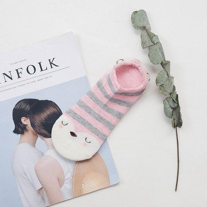 Sneakersocken mit Tiergesicht & Öhrchen – Baumwolle 35–40 (2+2 GRATIS)