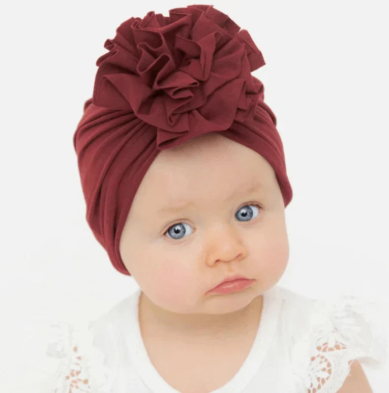 Weiche Baby-Turbanmütze mit Rüschendetail – Herbstzauber KuschelGlanz (1+1 Gratis)