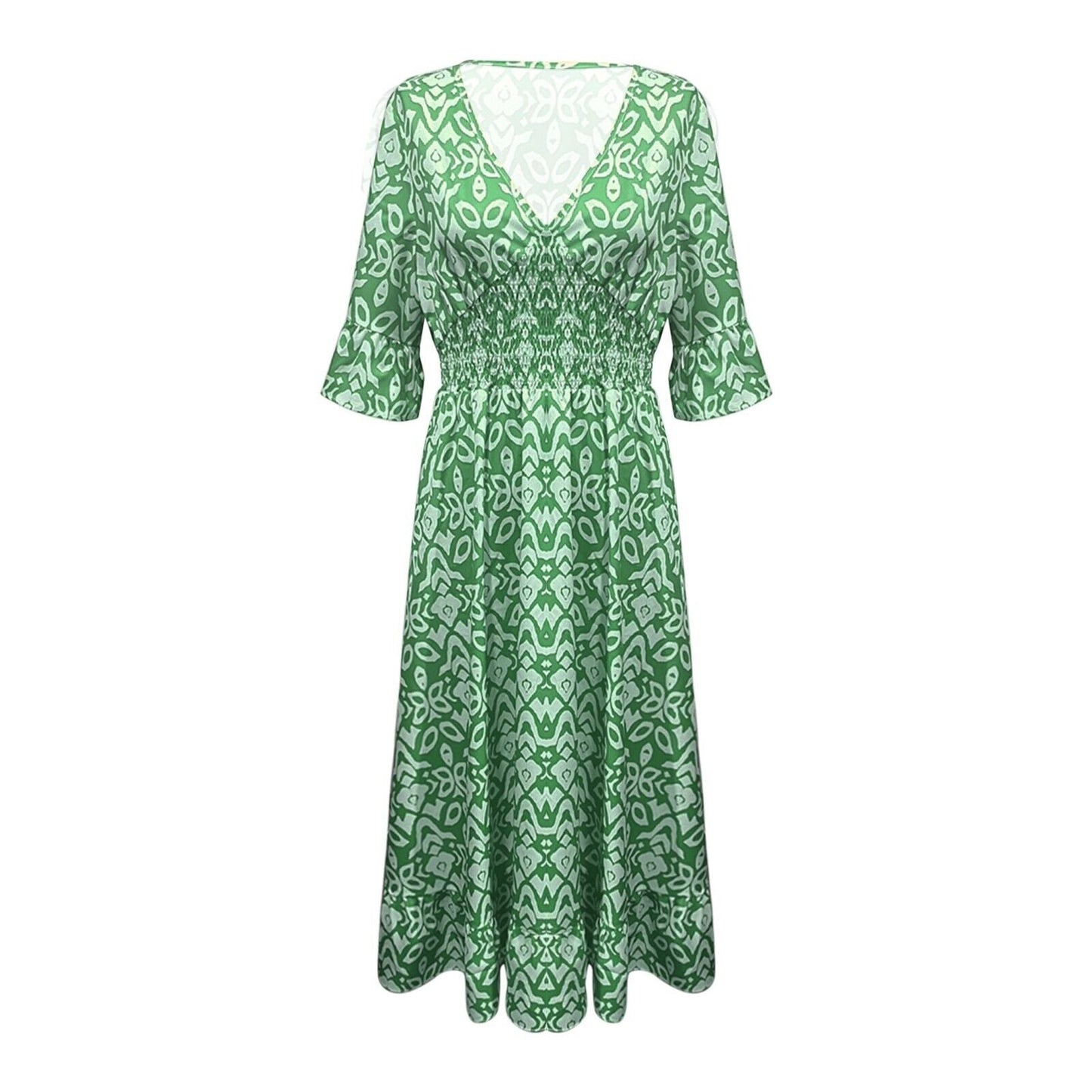 Lange Blumenkleid mit V-Ausschnitt – Liora
