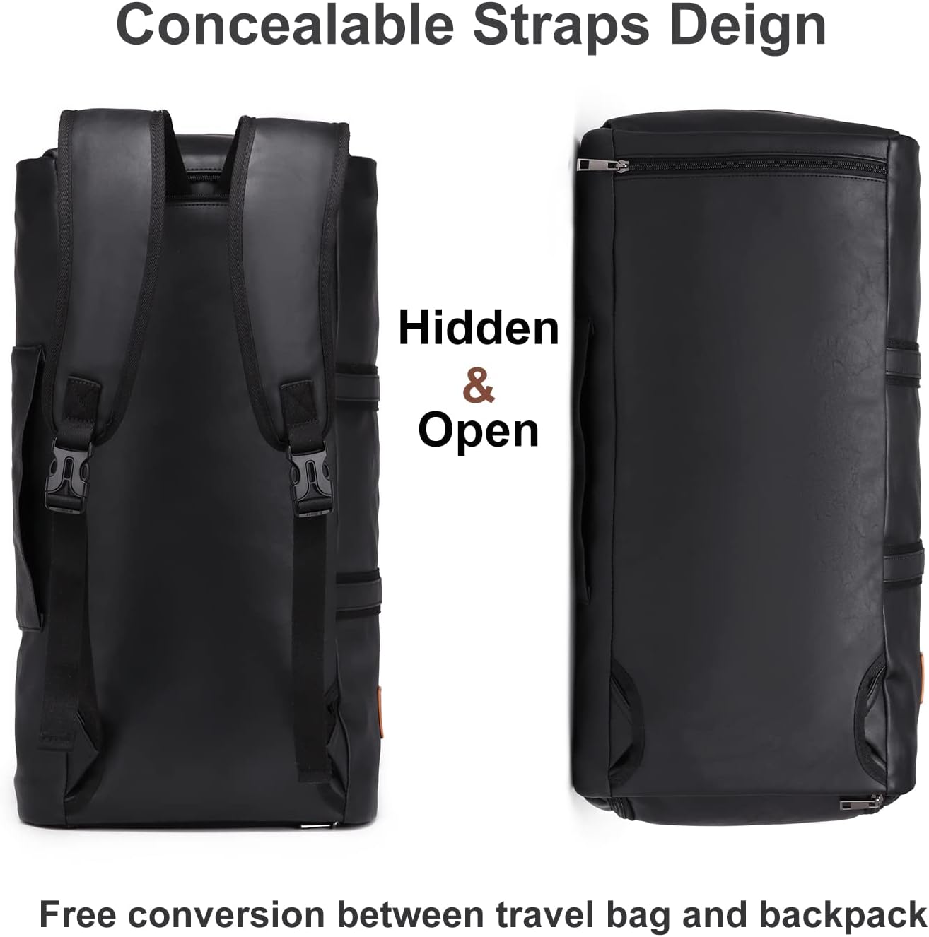 Konvertierbare PU-Leder-Kleidungs-Duffel – Handgepäck Weekender Reisetasche