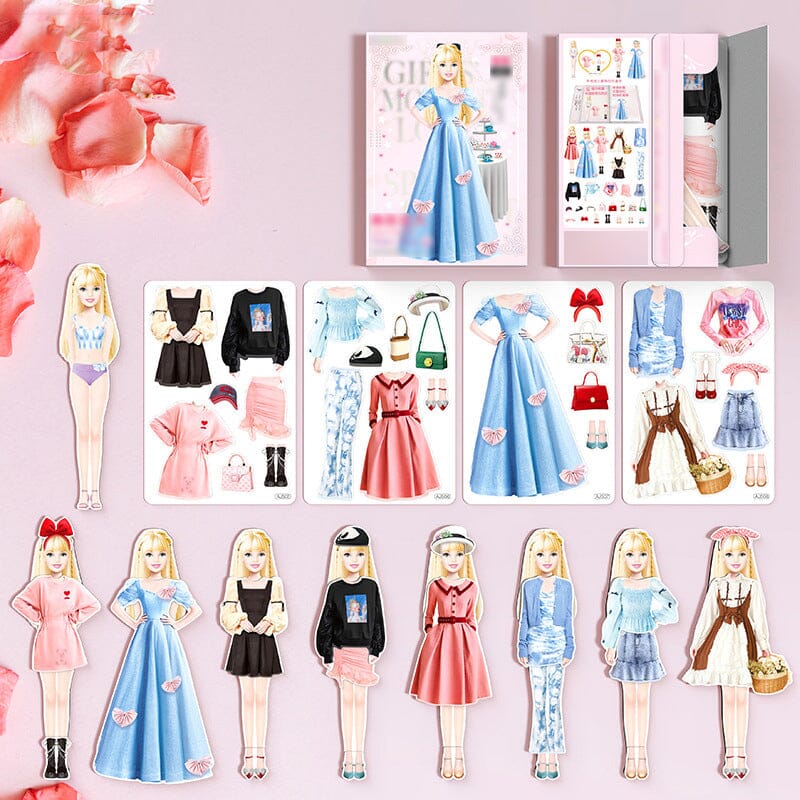 Magnetisches Anziehpuppen-Spielset für Kinder mit Outfits & Aufbewahrungsbox