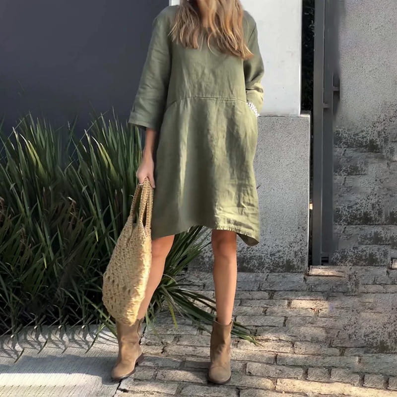 Luftiges Sommerkleid mit lockerer Passform & praktischer Tasche – Malia