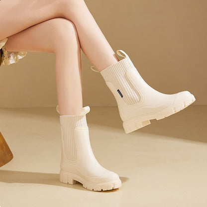 Damen Regenstiefel wasserdicht mit dicker Profilsohle – Arvella