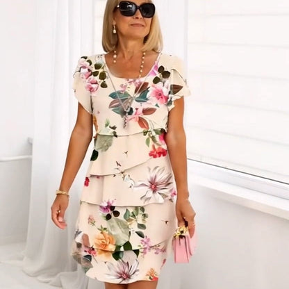 Geblümtes Wasserfall-Sommerkleid mit verstellbaren Trägern – Leona