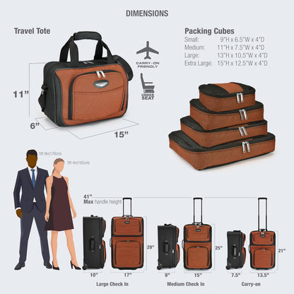 8-teiliges Softshell-Kofferset mit Packwürfeln und TSA-Schloss – TravelMax