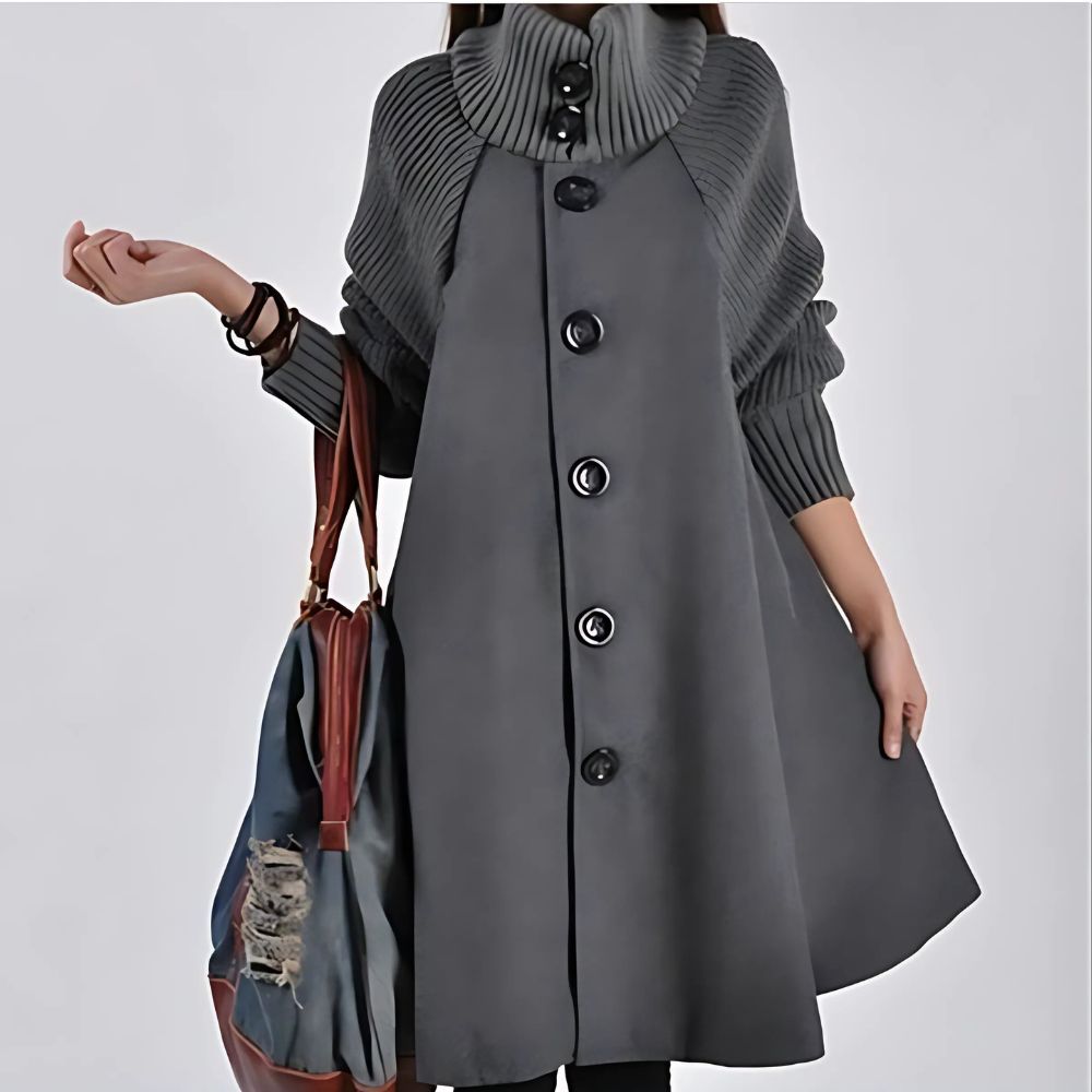 Lange Damesjacke mit Knöpfen – Mirella