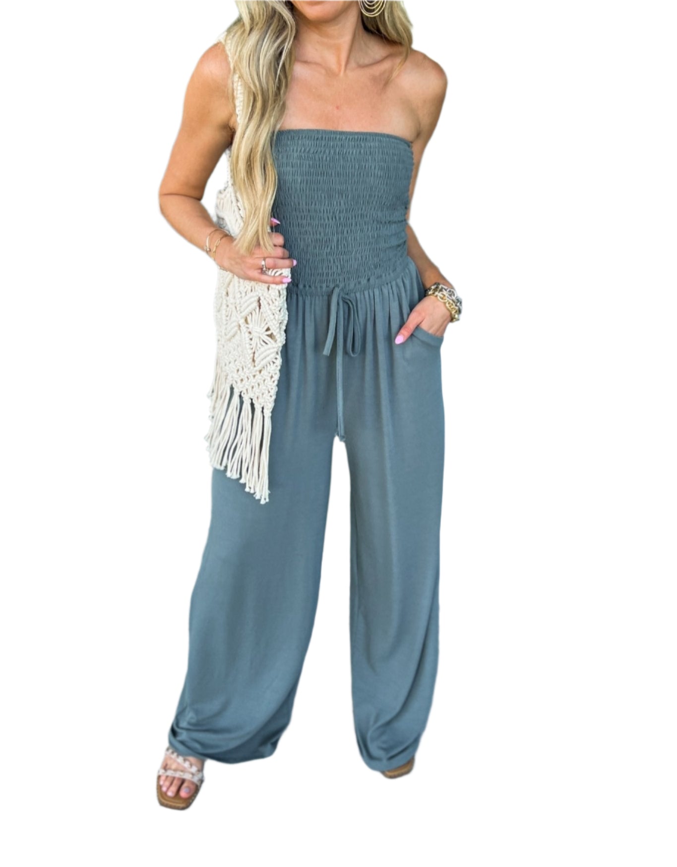 Off-Shoulder Sommer-Jumpsuit mit Weiten Beinen – Camila