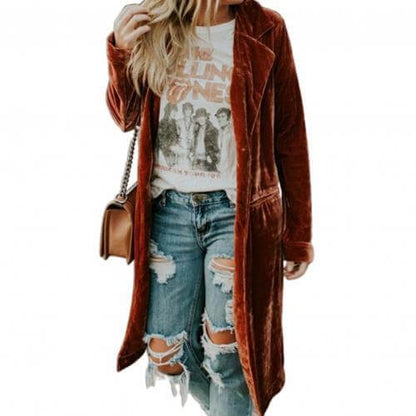 Damen Samt-Duster-Mantel – Valentina