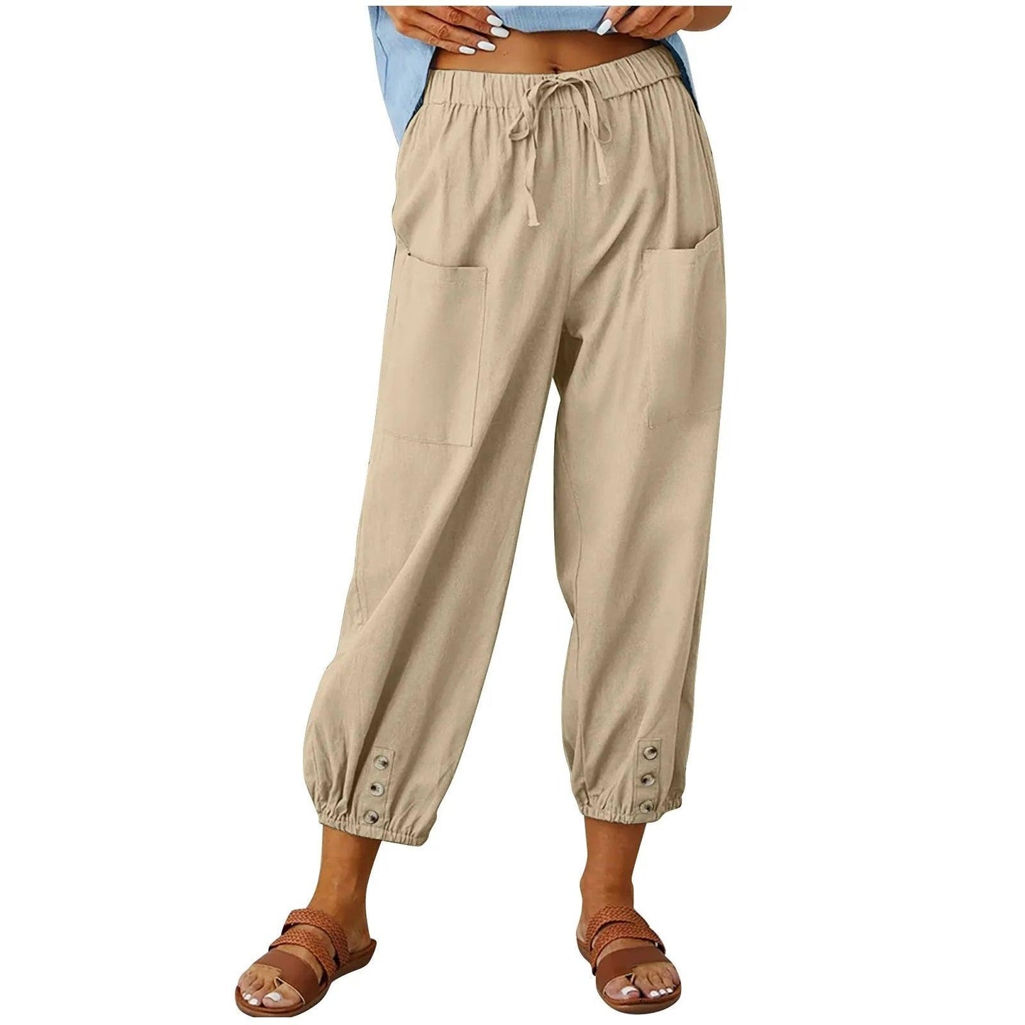 Leichte Sommer-Leinenhose mit Kordelzug & weitem Schnitt – Mira