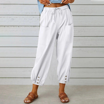 Leichte Sommer-Leinenhose mit Kordelzug & weitem Schnitt – Mira