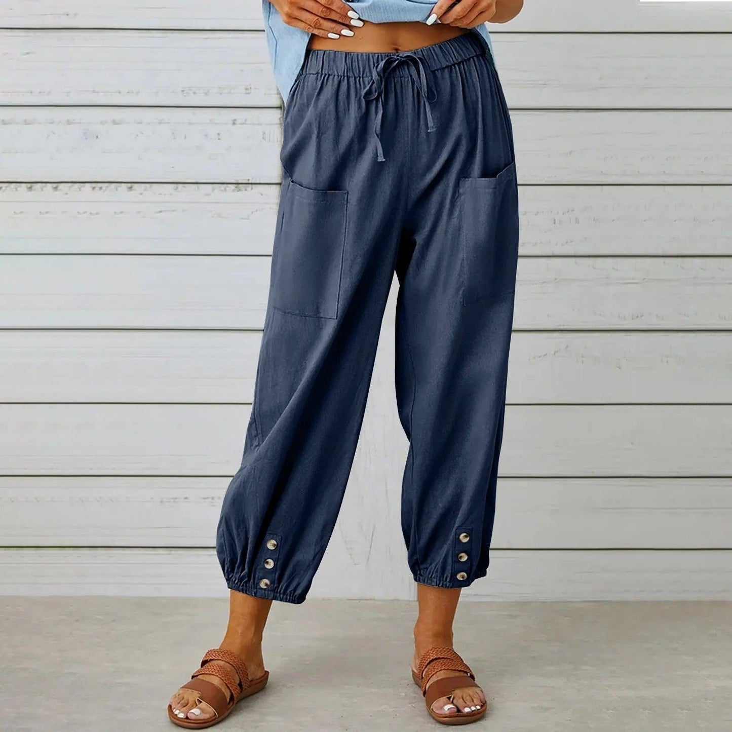Leichte Sommer-Leinenhose mit Kordelzug & weitem Schnitt – Mira