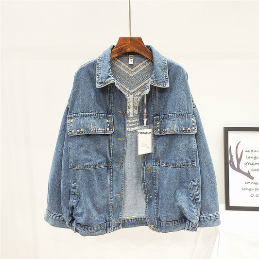 HardJacket I Jeans Jacken mit Blumendruck für Frauen